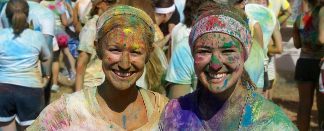 Two girls after charity colour race fun run