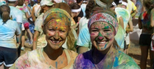 Two girls after charity colour race fun run