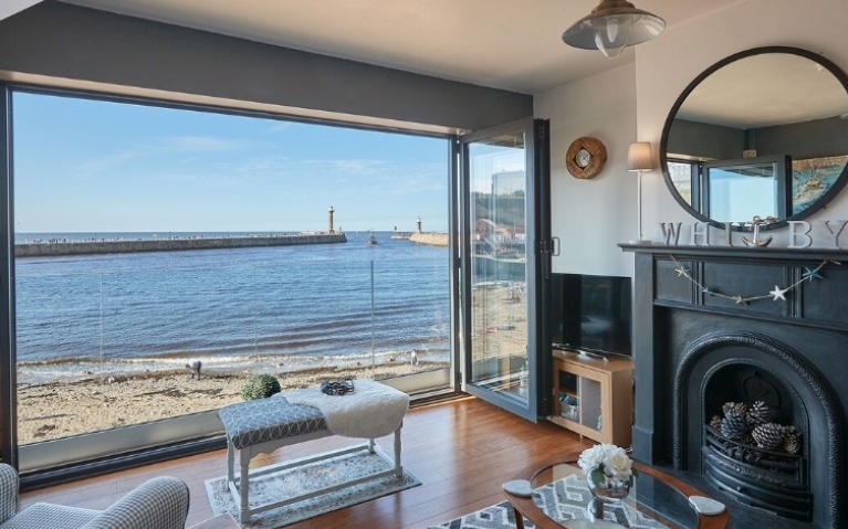 Open bay doors to the seaside