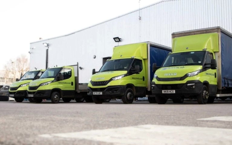 Row of parked vans