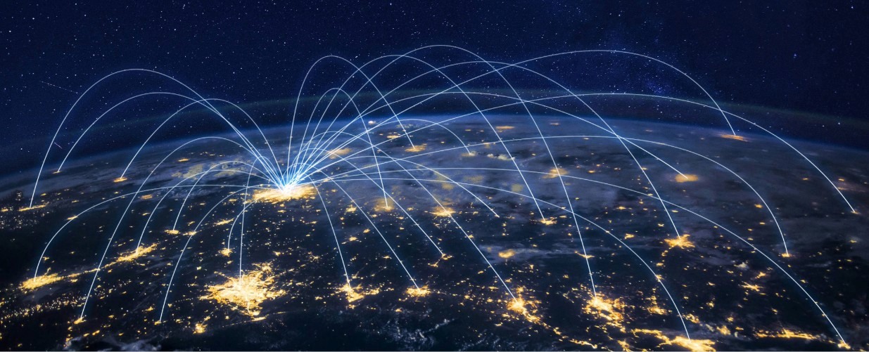 Image of cybersecurity reaching around the globe.