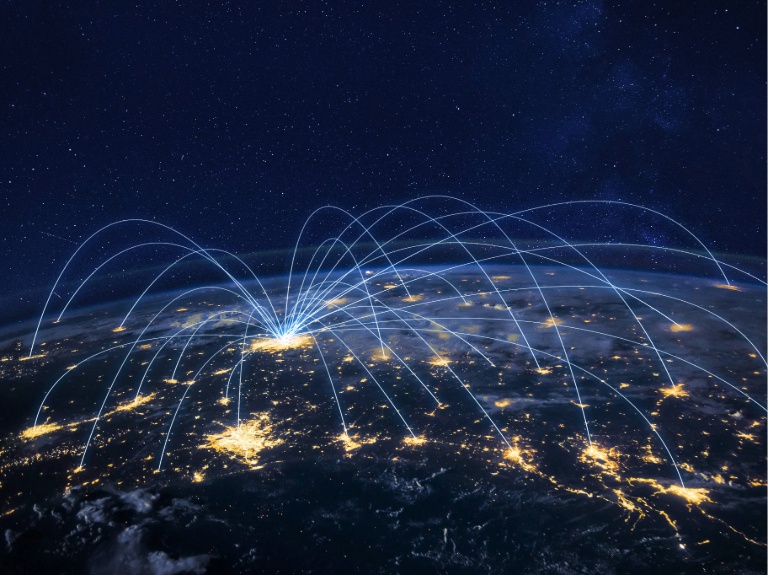 Image of cybersecurity reaching around the globe.