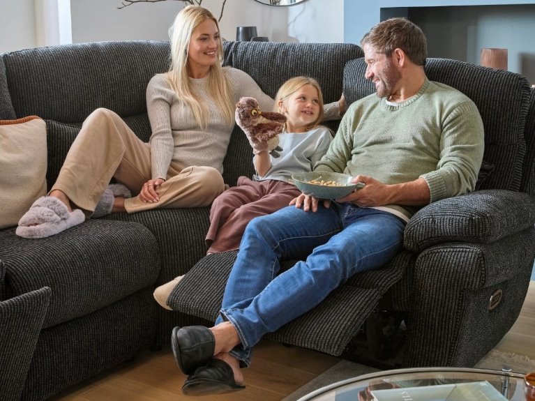 Family on DFS sofa