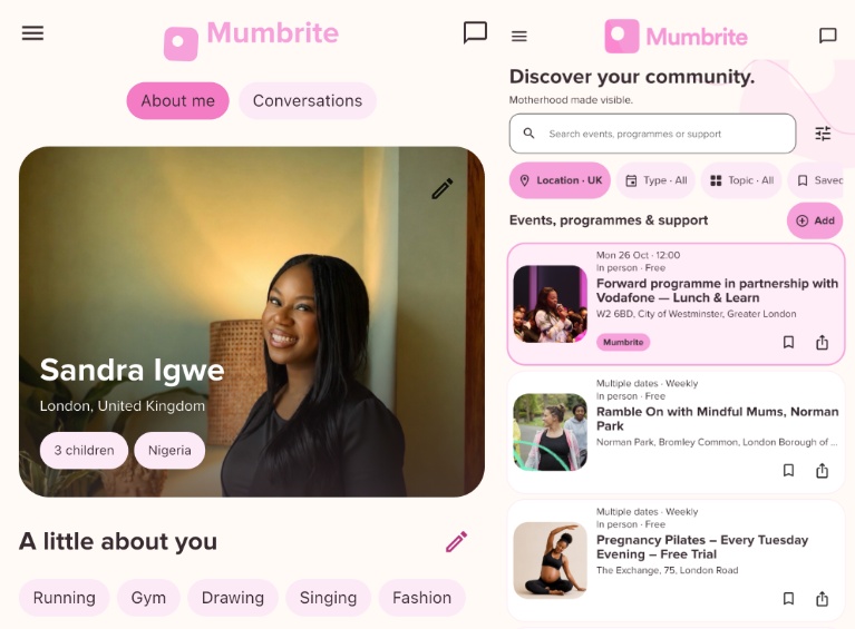 Screenshot of Mumbrite app