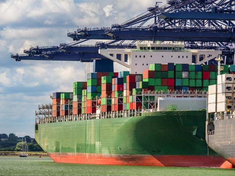 Shipping containers on cargo ship