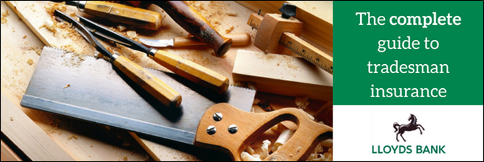 Image says: The complete guide to tradesman insurance. Lloyds Bank. 