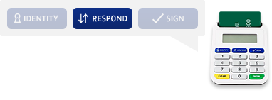 The Respond button is in the middle of the top row of keys on the keypad.