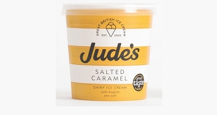 Image of a tub of Jude's salted caramel ice cream