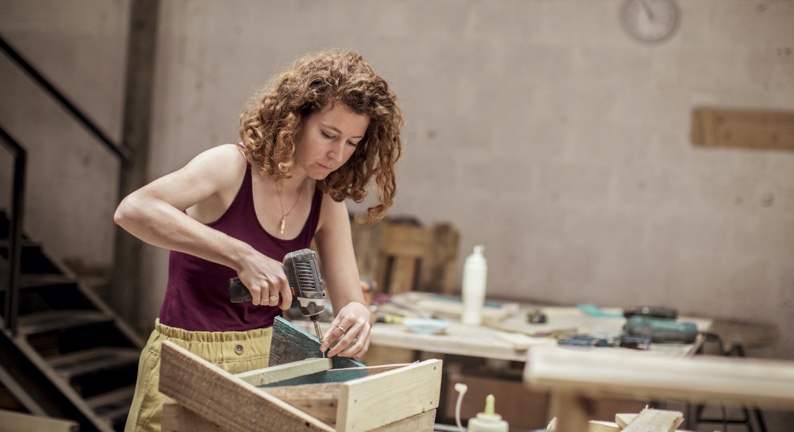 Woodworker working in workshop