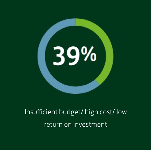39% - Insufficient budget/high cost/low return on investment
