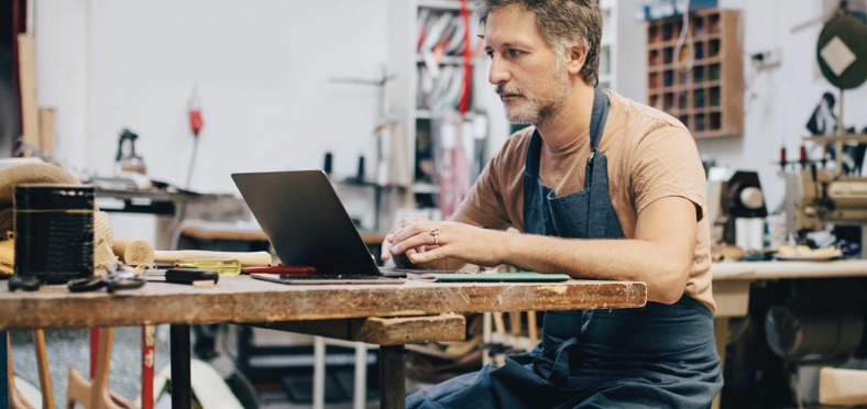 Man working at laptop