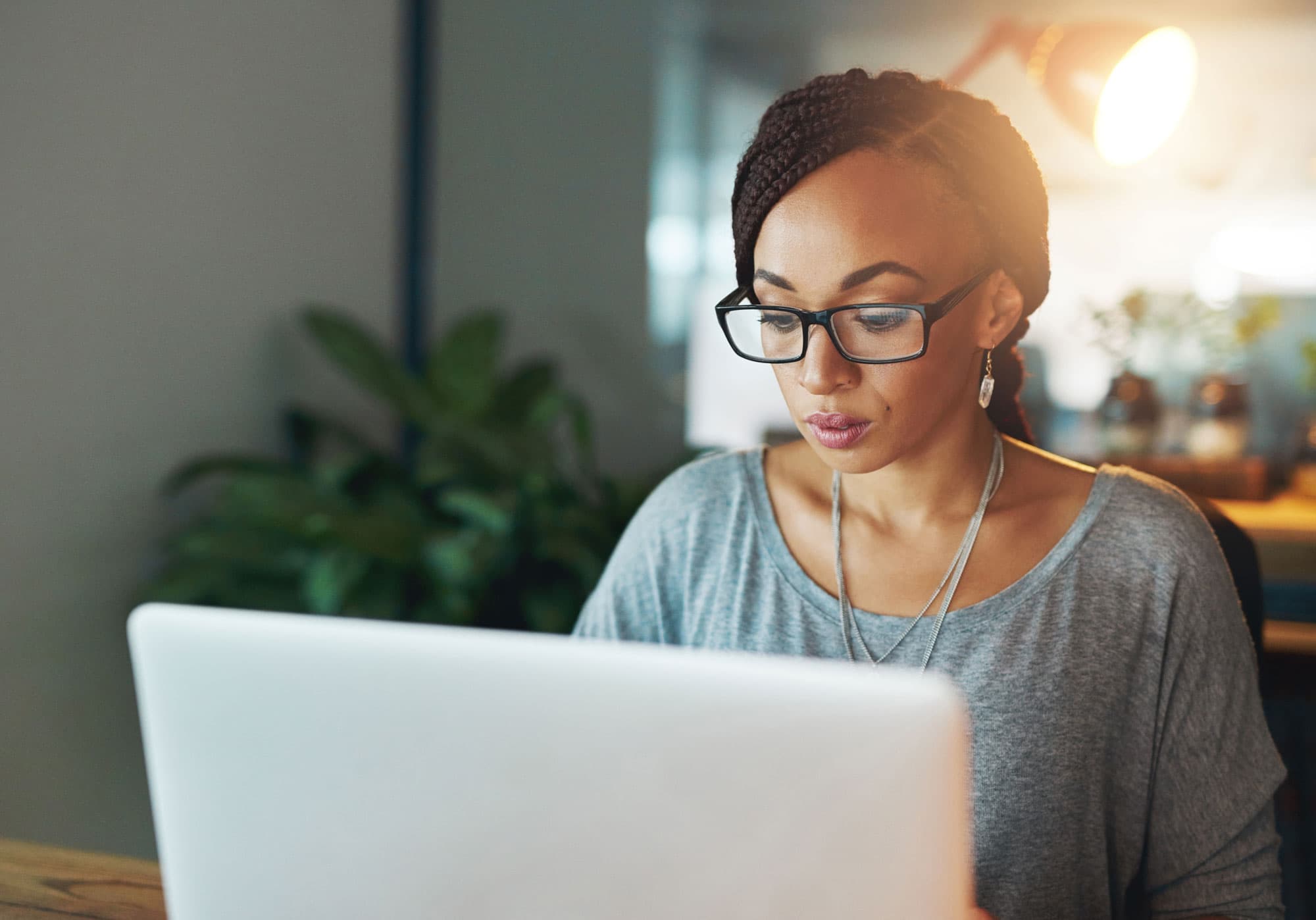 a woman using a laptop