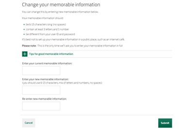 Log in screen