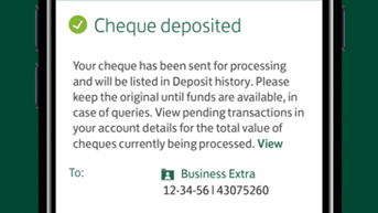 cheque deposited