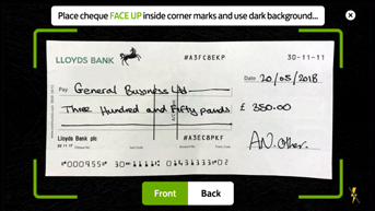 place cheque face up