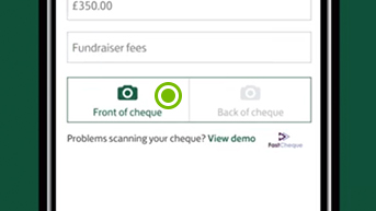 Tap 'front of cheque'