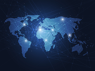 image of global map with spotlights