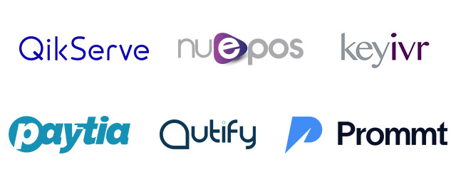 Logos of payment acceptance by Lloyds Cardnet - QikServe, Nuepos, Keyivr, Paytia, Outify, Prommt