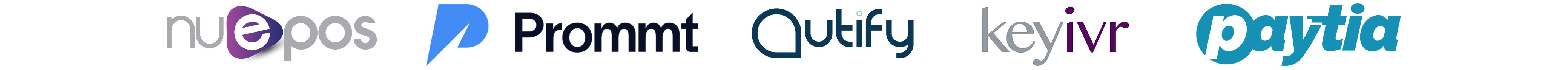 Logos of payment acceptance by Lloyds Cardnet - QikServe, Nuepos, Keyivr, Paytia, Outify, Prommt