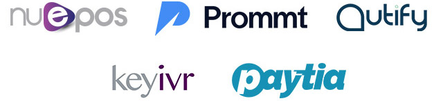 Logos of payment acceptance by Lloyds Cardnet - QikServe, Nuepos, Keyivr, Paytia, Outify, Prommt