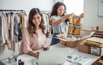 Business owners fulfilling online orders.