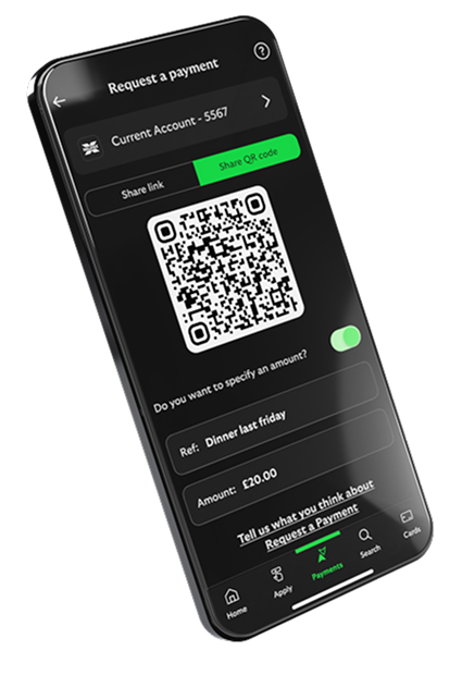 Requesting a payment through the mobile app