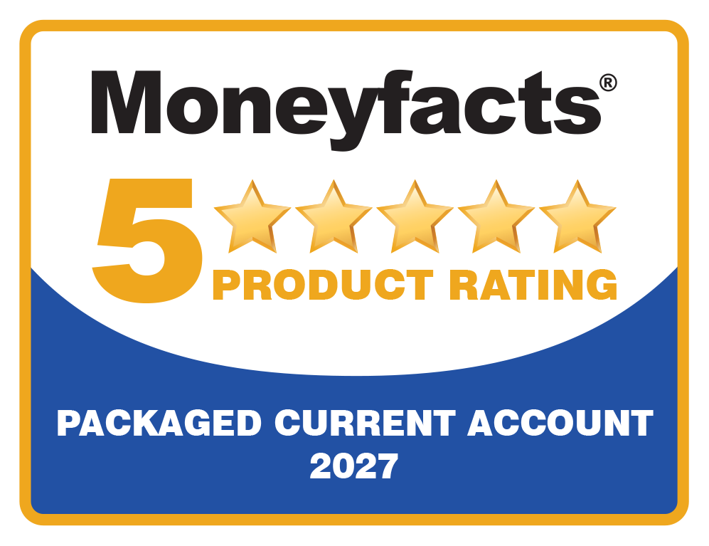 MoneyFacts five start product rating, Packaged Current Account 2027.
