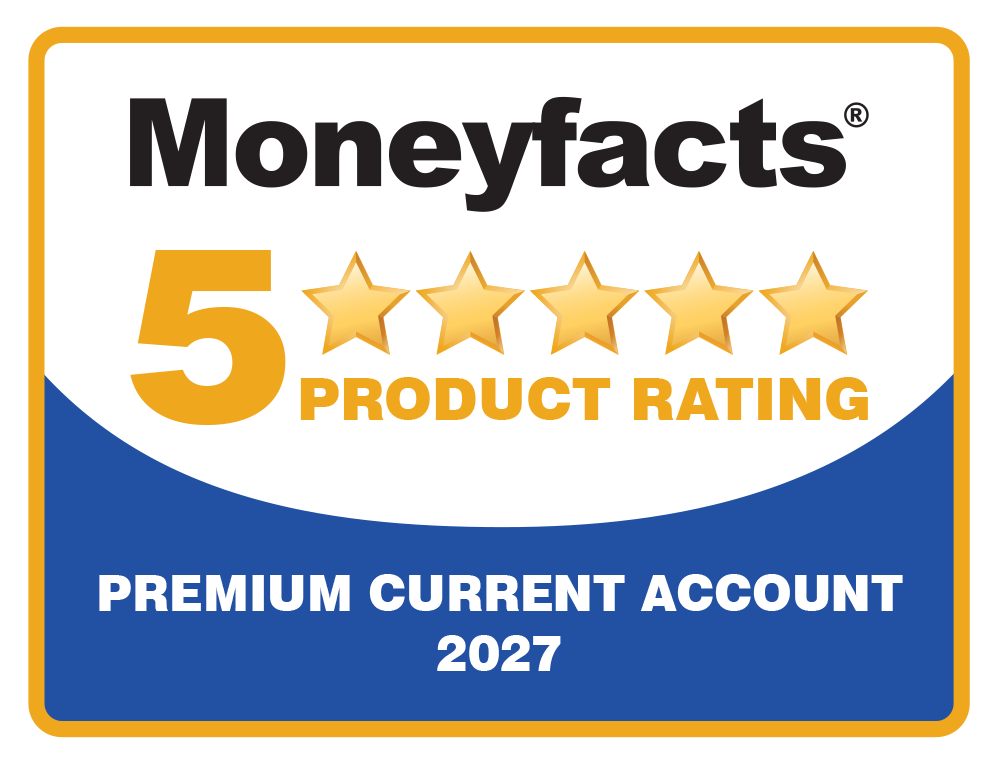 Moneyfacts five start product rating, Premium Current Account 2027.