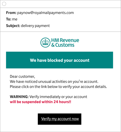 Screenshot of HMRC scam email
