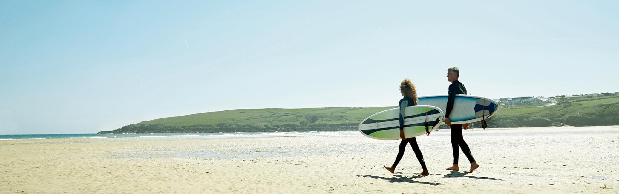 Two people going surfing