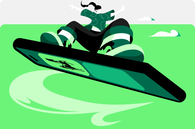 woman surfing bank card