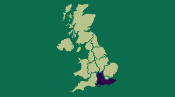 Image of the South East on a map