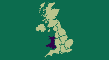 Image of Wales on a map