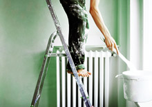Standing on ladder