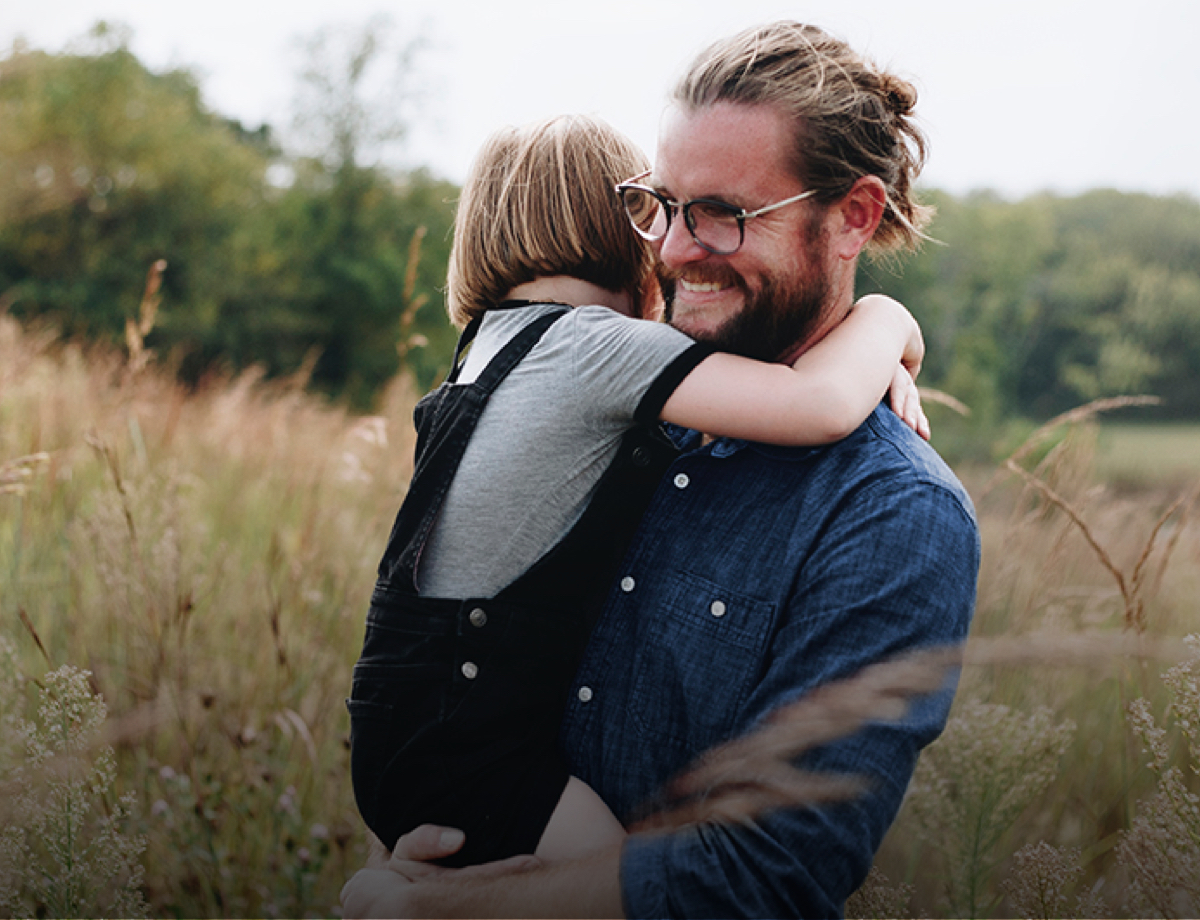 An image of a man and child.