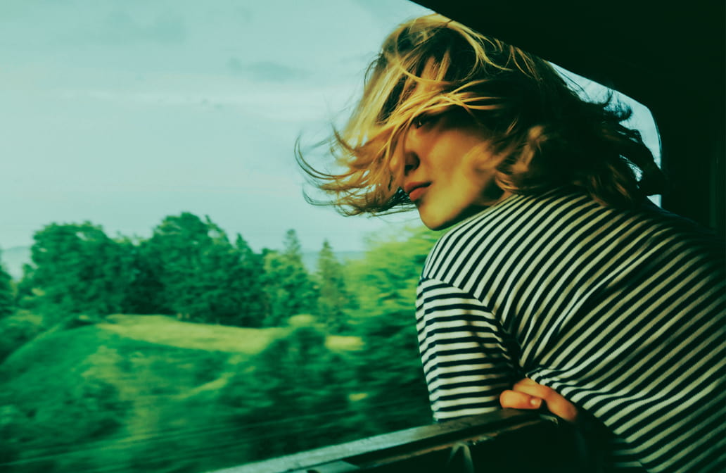 Woman on a train