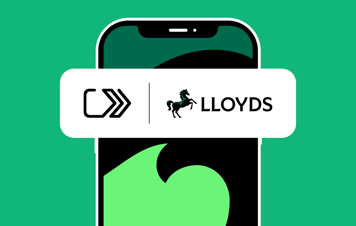 Graphic showing the click to pay logo on top of a mobile phone screen