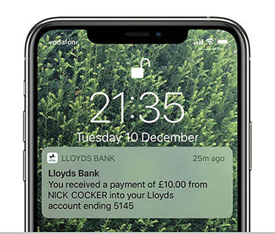 Mobile app notification on phone screen