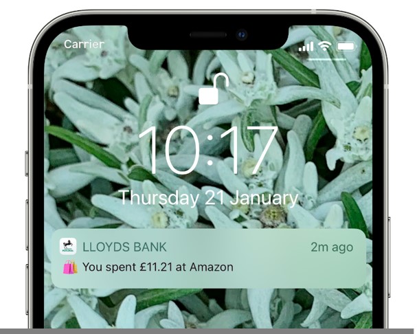 Mobile app notification on phone screen