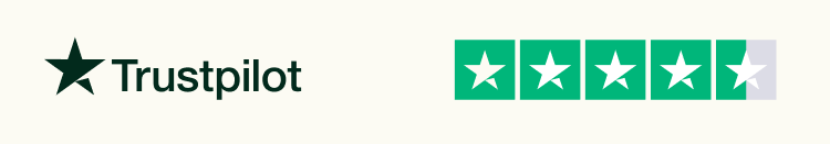 Trustpilot logo, 4.5 stars.