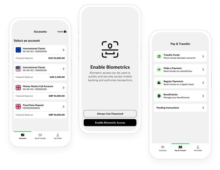 Screenshot of mobile banking app