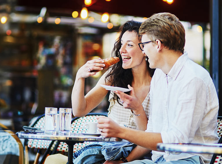 Couple eating image
