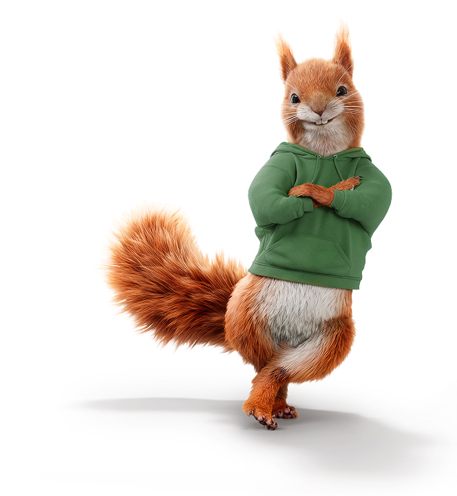 Squirrel with arms folded