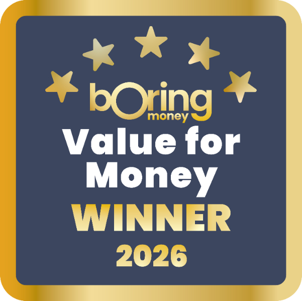 Image showing the Boring money - value for money winner 2026 logo.