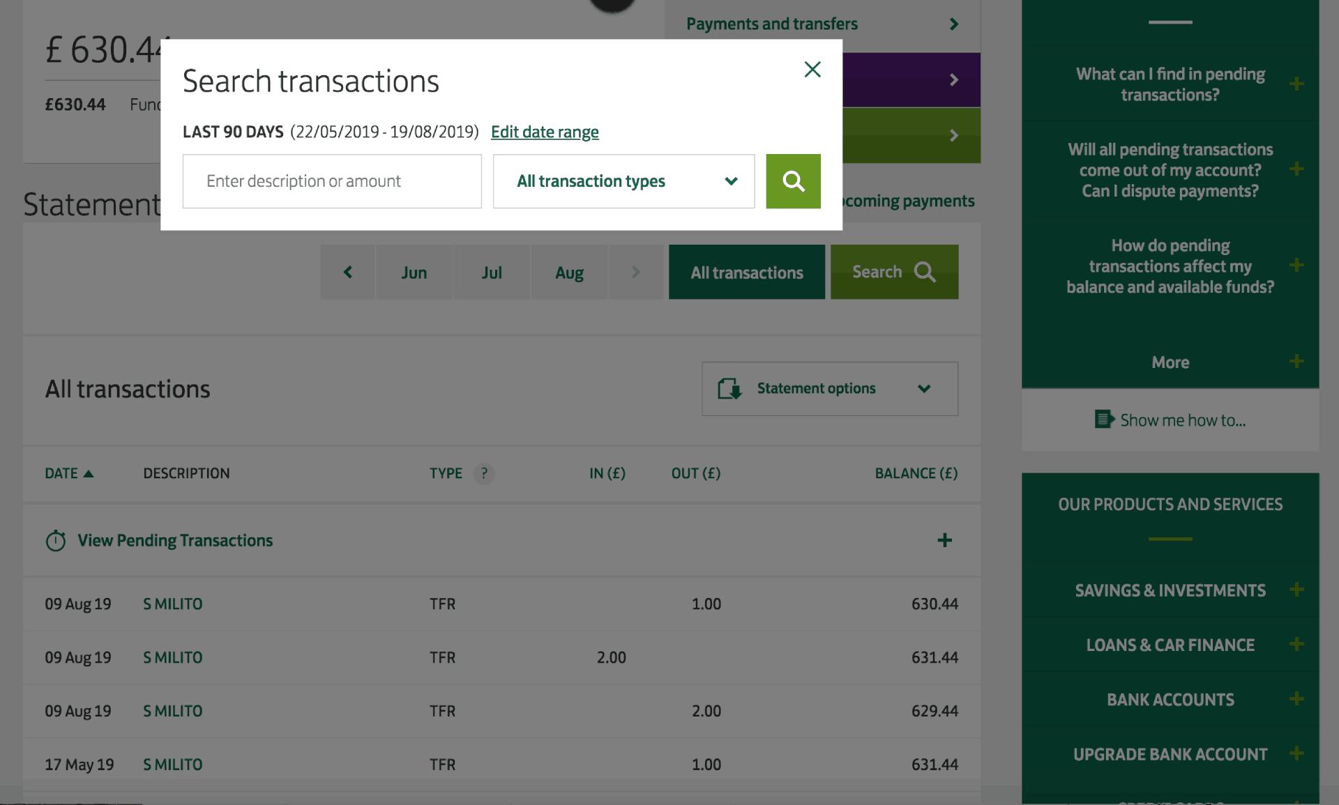 Lloyds Bank Banking Viewing statements online