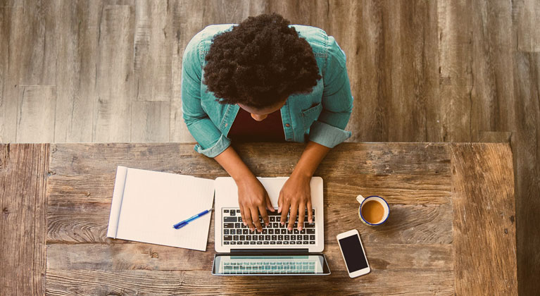 Women working on the laptop