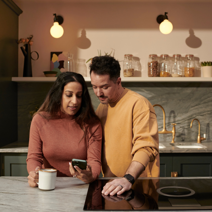 Couple looking at phone