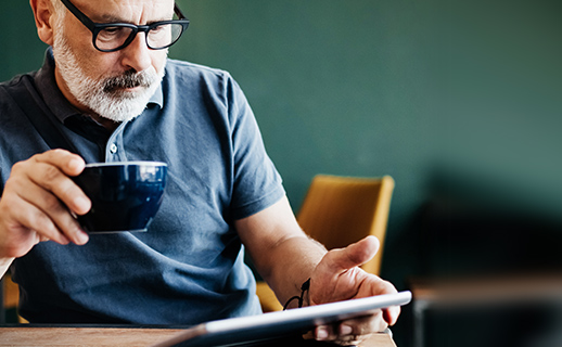 Man drinking coffee