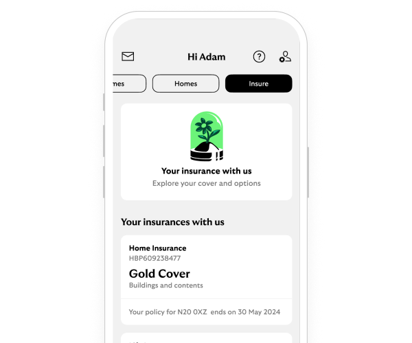 An app screen showing the Insure app space.
