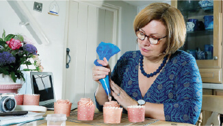 woman with cake